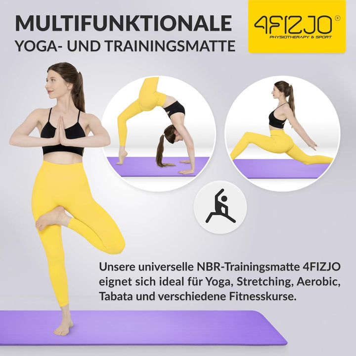 Fitnessmatte mit Tragegurt, Abm. 180x60 cm, NBR-Schaumstoff, Rutschfest, Komfort, In & Outdor, Pilat