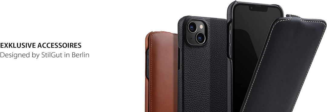 STILGUT UltraSlim kompatibel mit iPhone 14 Plus (6.7") Hülle - iPhone 14 Plus Flip Case aus Leder, K