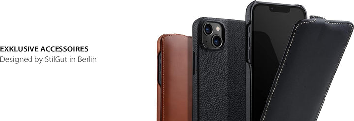 STILGUT UltraSlim kompatibel mit iPhone 14 Plus (6.7") Hülle - iPhone 14 Plus Flip Case aus Leder, K