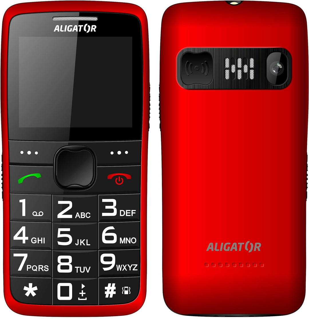 ALIGATOR Senioren grosstasten Handy AZA675RD mit 2,2“ Farb-Display, SOS-Taste und Lokalisierung, Far