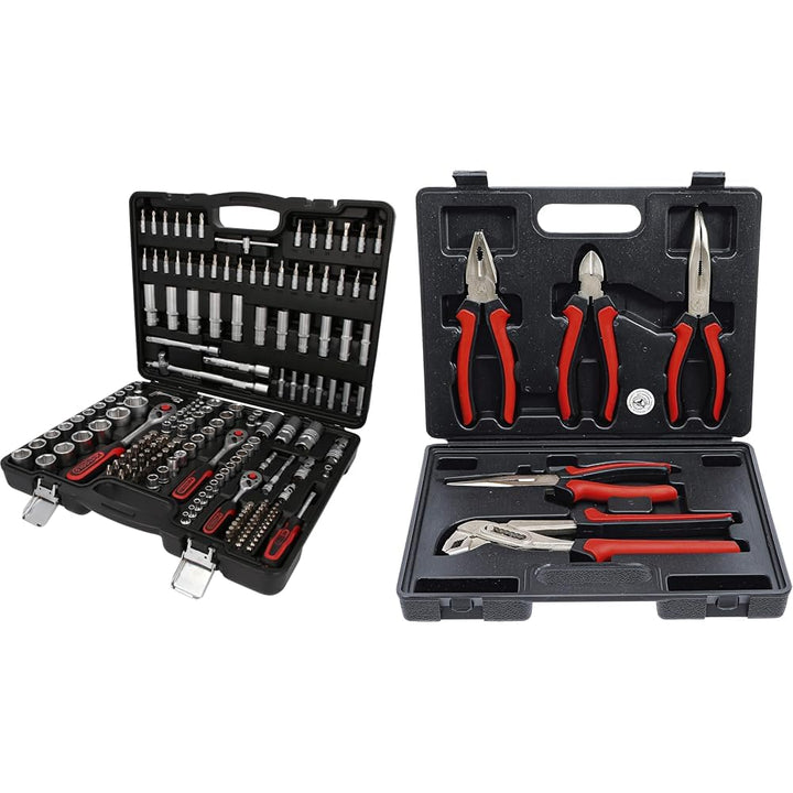 KS Tools 917.0779 1/4 Zoll + 3/8 Zoll + 1/2 Zoll Steckschlüssel-Satz | mit 3 Umschaltknarren, 72-Zah