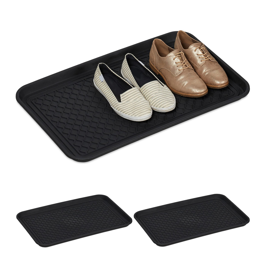 Relaxdays Schuhabtropfschale XL, 3er Set, Unterlage für nasse Schuhe, 60 x 40 cm, grosse Schuhablage