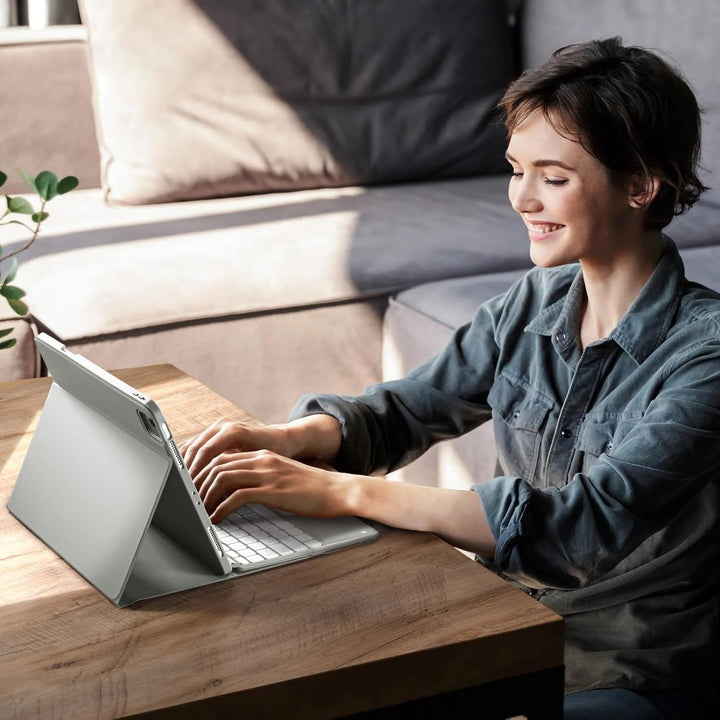 Vobafe Hülle mit Tastatur für iPad Air 13 Zoll 2025 M3/2024 M2, iPad Pro 12.9 (3. 4. 5. 6. Gen), QWE