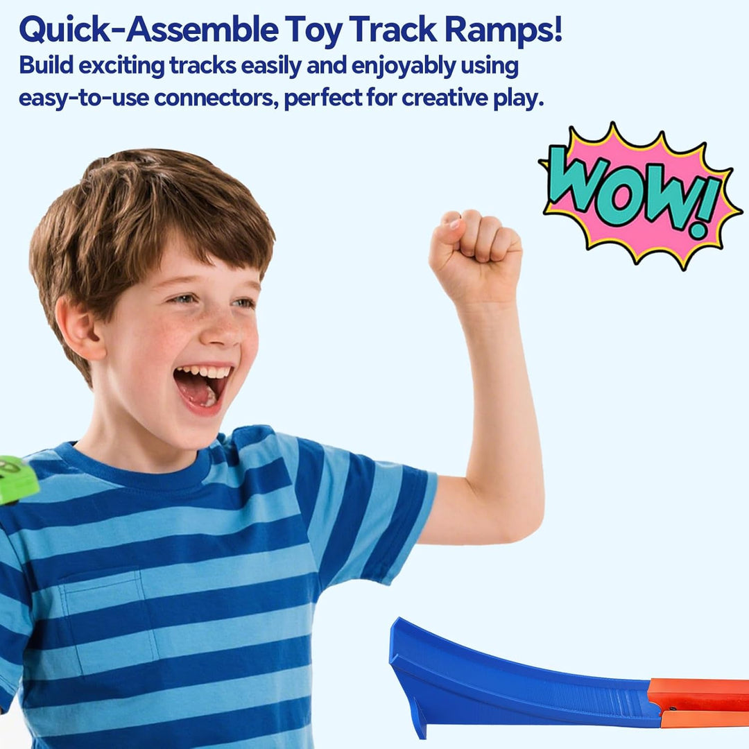 2stk Rennwagen Rampenbahnen für Hot Wheels, PLA Kunststoff Rampe Auto Spielzeug Einfach zu Montieren