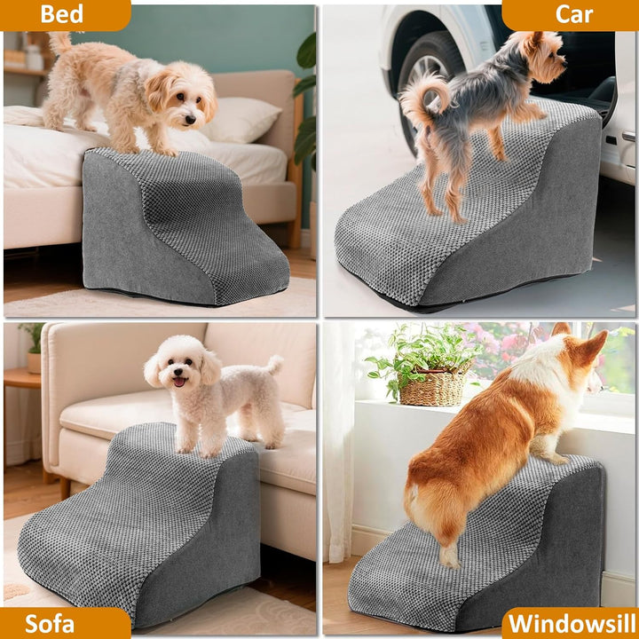Hunde Treppe Bett 2 Stufen Haustiertreppe 30cm Hoch für Kleine Hunde Hundetreppe mit Waschbarem Bezu