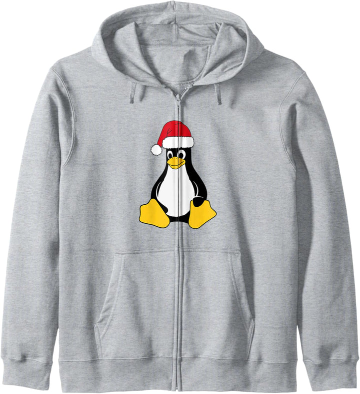 Linux Mascot Tux the Penguin Santa Hat Nerd Geek Christmas Kapuzenjacke