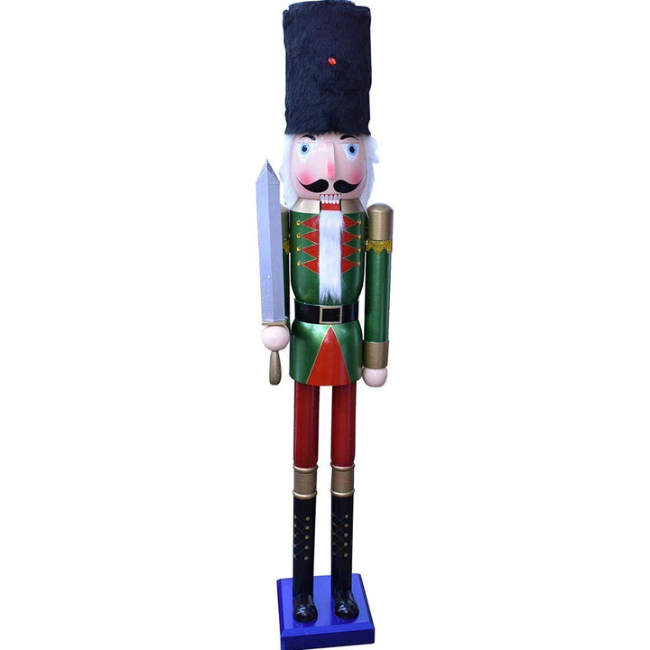 BAKAJI Riesiger hölzerner Nussknacker Soldat Weihnachtsnussknacker Höhe 106 cm Gemalte Kleider Bart