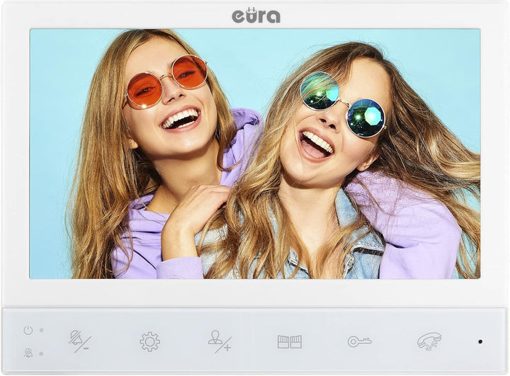 EURA VDP-80C5 Zweifamilien, 4-Draht-Video-Gegensprechanlage, 2 x 7-Zoll-Farbmonitor, 2 Eingänge, Ver