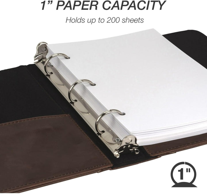 Samsill, SAM15337, Vintage Jr. 1" Round Ring Hardback Binder, 1 Each, Dark Brown Dark Brown 9 2/5\"