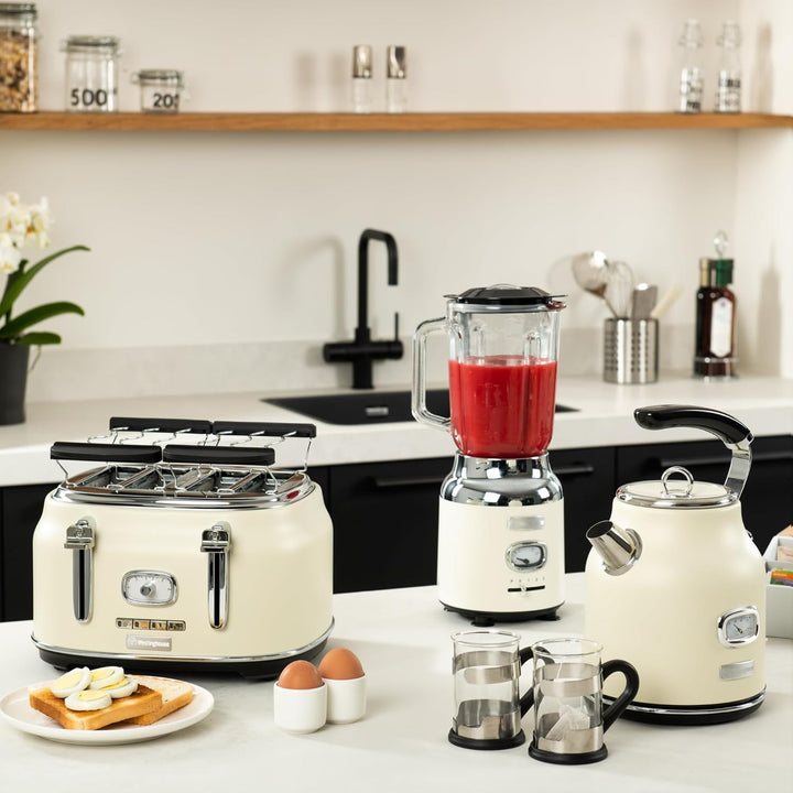 Westinghouse Retro Toaster 4 Scheiben, Abnehmbarer Brötchenaufsatz, 6 Bräunungsstufen, Brotzentrieru