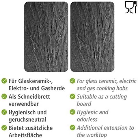 WENKO Herdabdeckplatte Universal XL, 2er Set Herdabdeckung für alle Herdarten, Gehärtetes Glas, Je 4