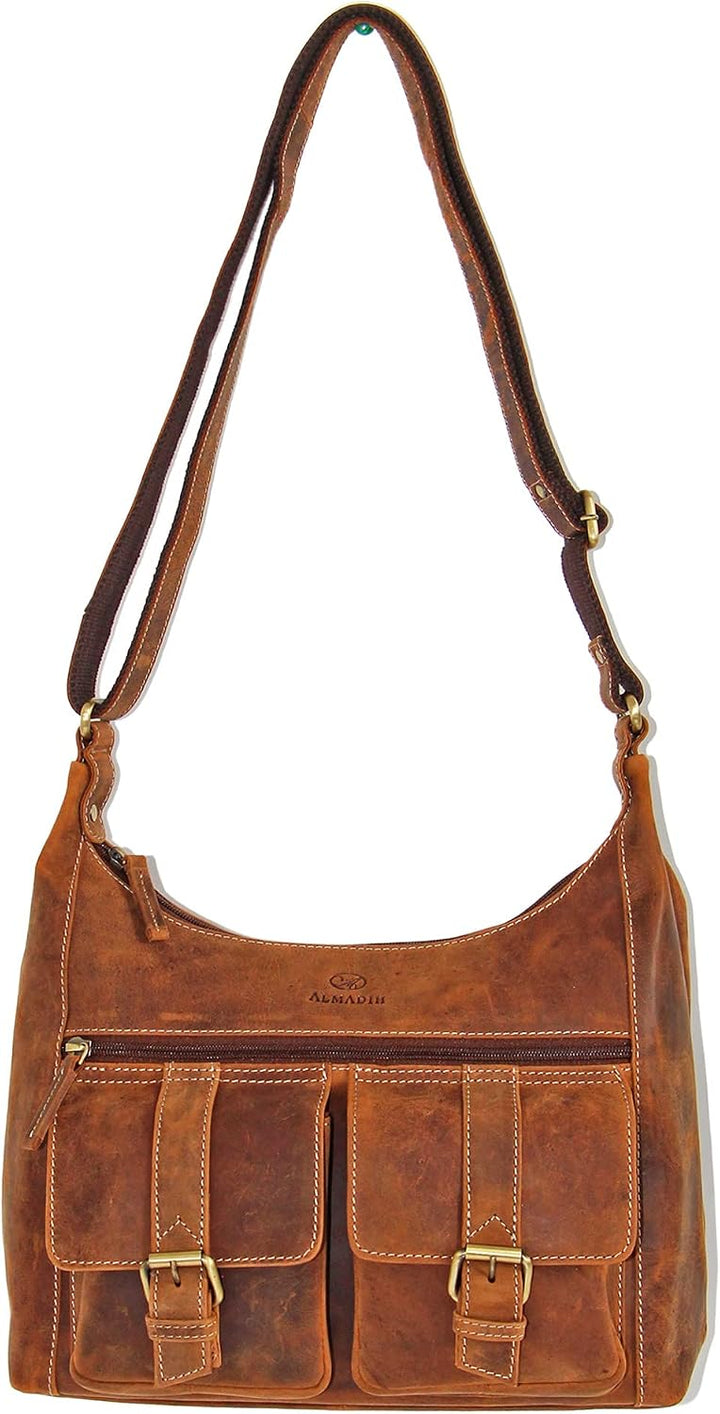 ALMADIH Premium Leder Damentasche Umhängetasche LARA - Ledertasche Handtasche Schultertasche Henkelt