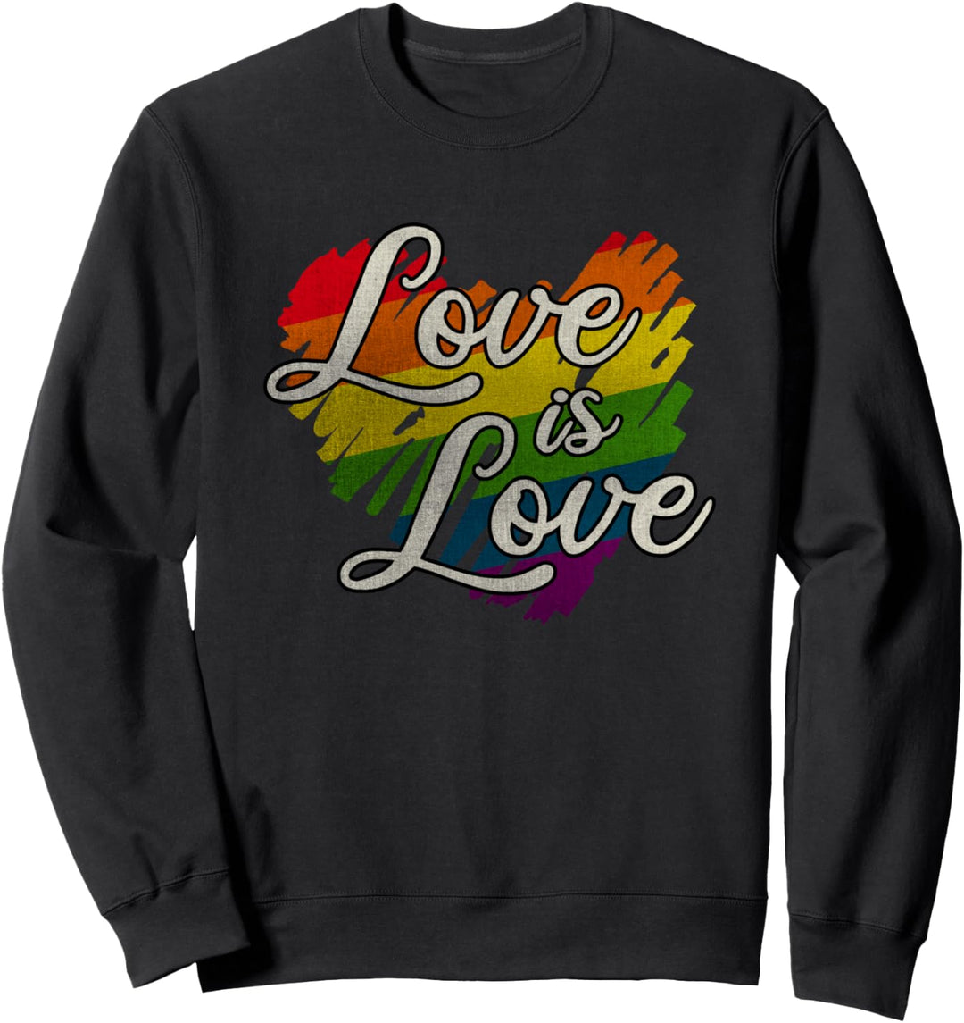 Love is Love Liebe ist Liebe Herz Regenbogenfahne Gay Pride Sweatshirt
