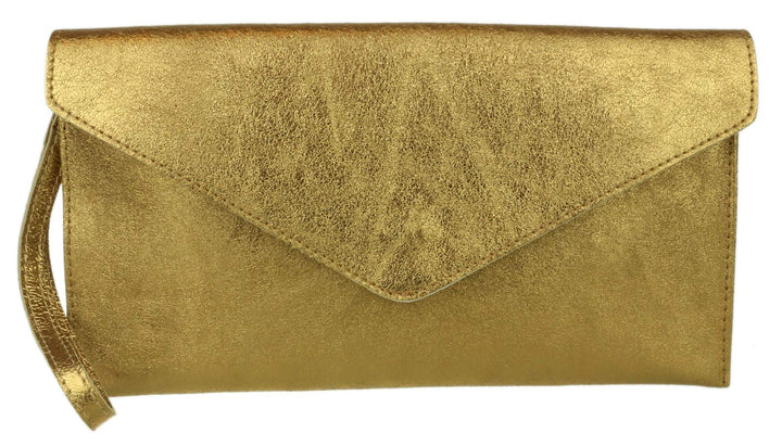 Girly Handbags Umschlag-Clutch aus italienischem Wildleder Altes Gold, Altes Gold