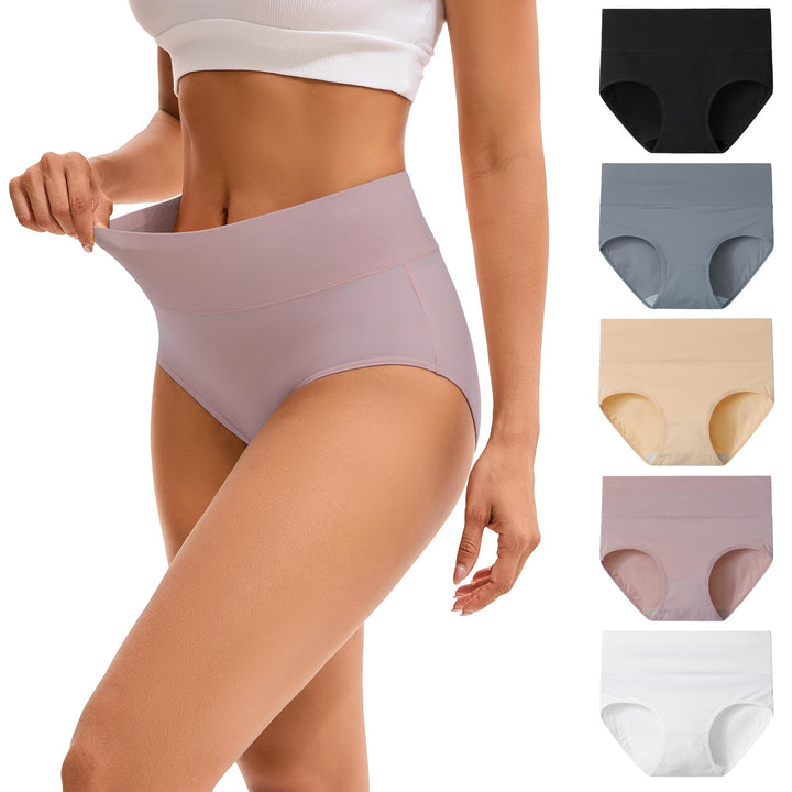 INNERSY Unterhosen Damen Baumwolle Stretch Slips Hohe Taille Weiche Unterwäsche Frauen 5er Pack XXL