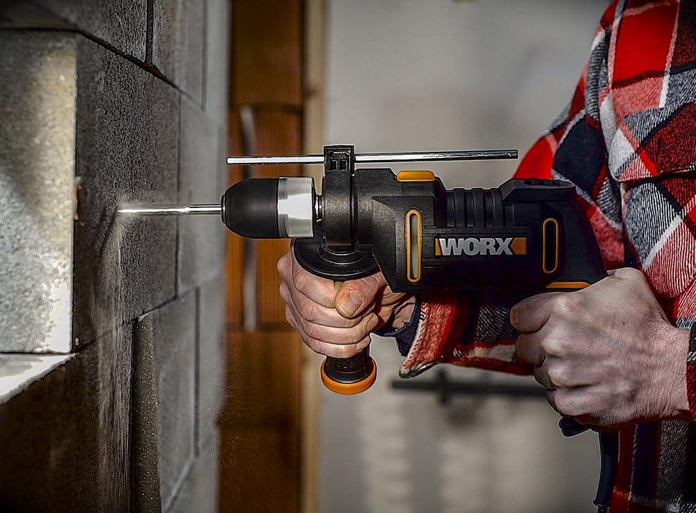 WORX WX317 Schlagbohrmaschine 600W mit stufenloser Drehzahlregulierung, Tiefenanschlag, werkzeuglose