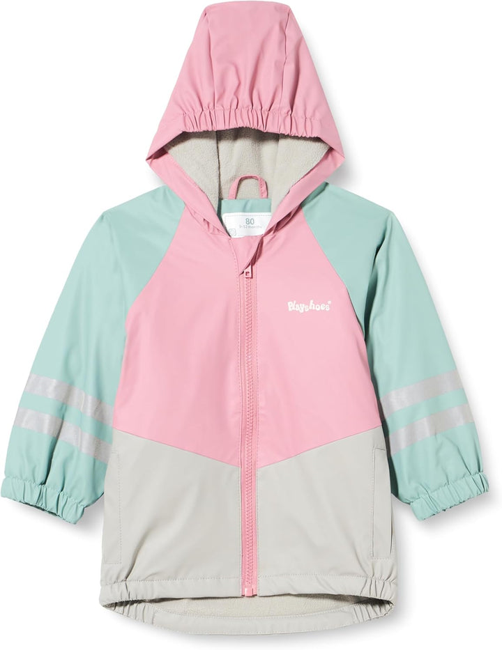 Playshoes Unisex Kinder Fleece-Futter Regenmantel Regenjacke Regenbekleidung 140 rosa/grün, 140 rosa