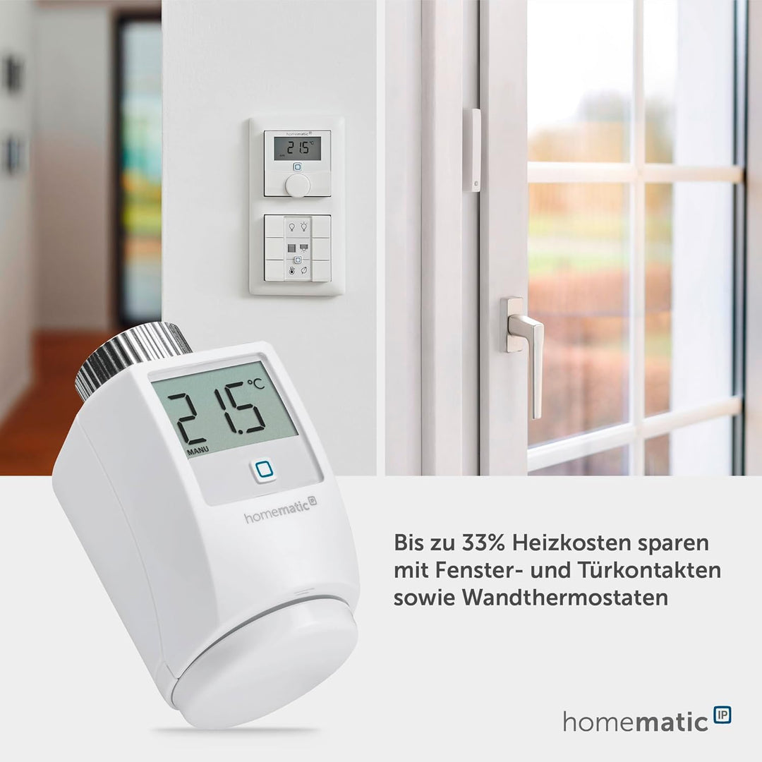 Homematic IP Access Point 2 + 2X Heizkörperthermostat, Smart Home, digitaler Thermostat Heizung, Ste