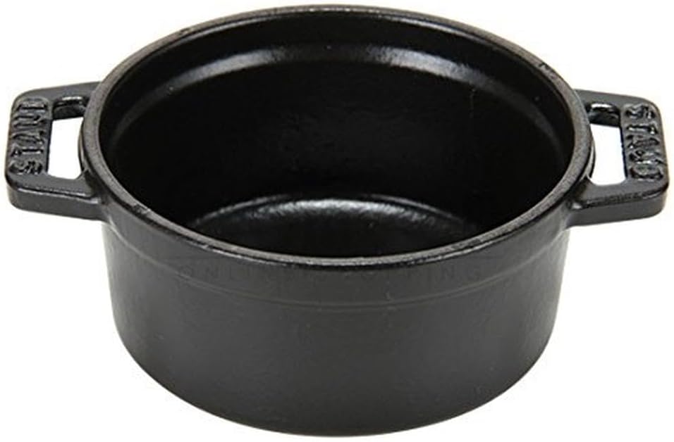 Staub Mini Fondue Set (10 cm, 0,25 L mit mattschwarzer Emaillierung im Inneren des Topfes) schwarz,