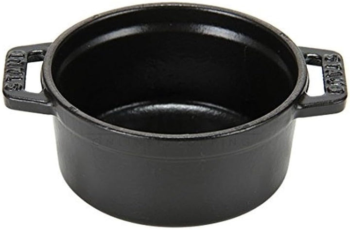 Staub Mini Fondue Set (10 cm, 0,25 L mit mattschwarzer Emaillierung im Inneren des Topfes) schwarz,