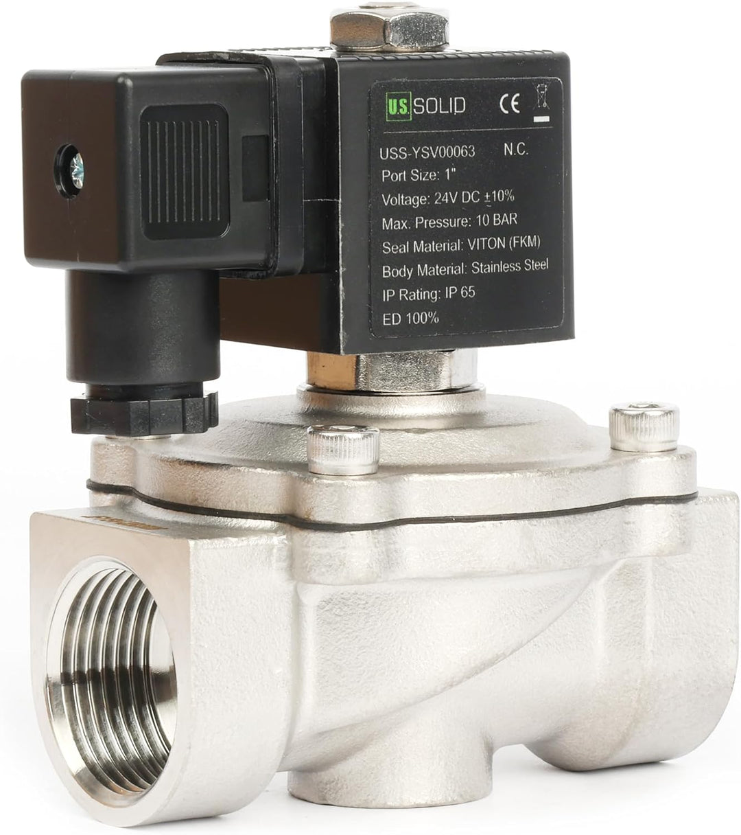 U.S. Solid Magnetventil Edelstahl G 1" 24V DC stromlos geschlossen 10 bar - Elektrisches Wasserventi