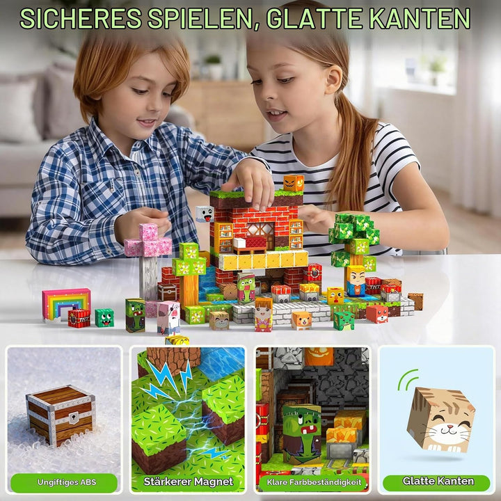 Magnetische Bausteine 220 PCS 2CM Magnetbausteine für Kinder ab 3 Jahre Blocks, Montessori Spielzeug
