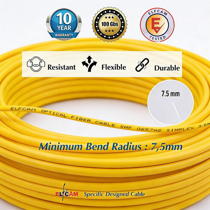 Elfcam® - 40m LWL Glasfaser-Kabel LC/APC auf SC/UPC Stecker, Simplex Singlemode 9/125μm OS2 Patchkab