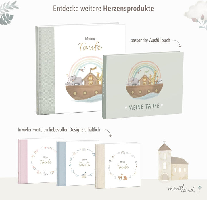 mintkind® Gästebuch Taufe Salbei - Taufbuch für Junge & Mädchen, Taufgeschenk & Taufalbum, 72 Seiten