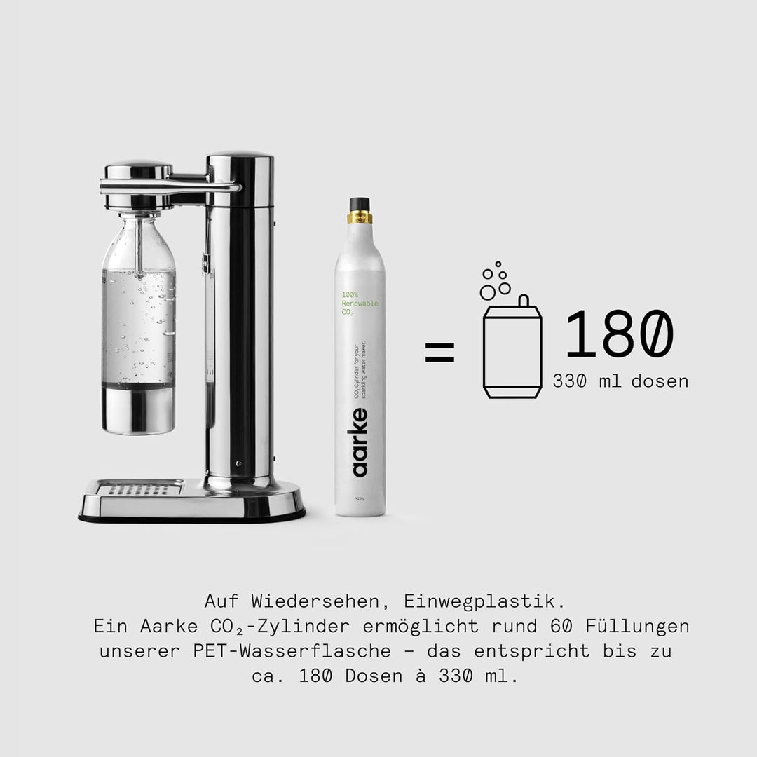 Aarke Carbonator 3, Wassersprudler aus Edelstahl mit Aarke Flasche, Edelstahl Finish, Edelstahl