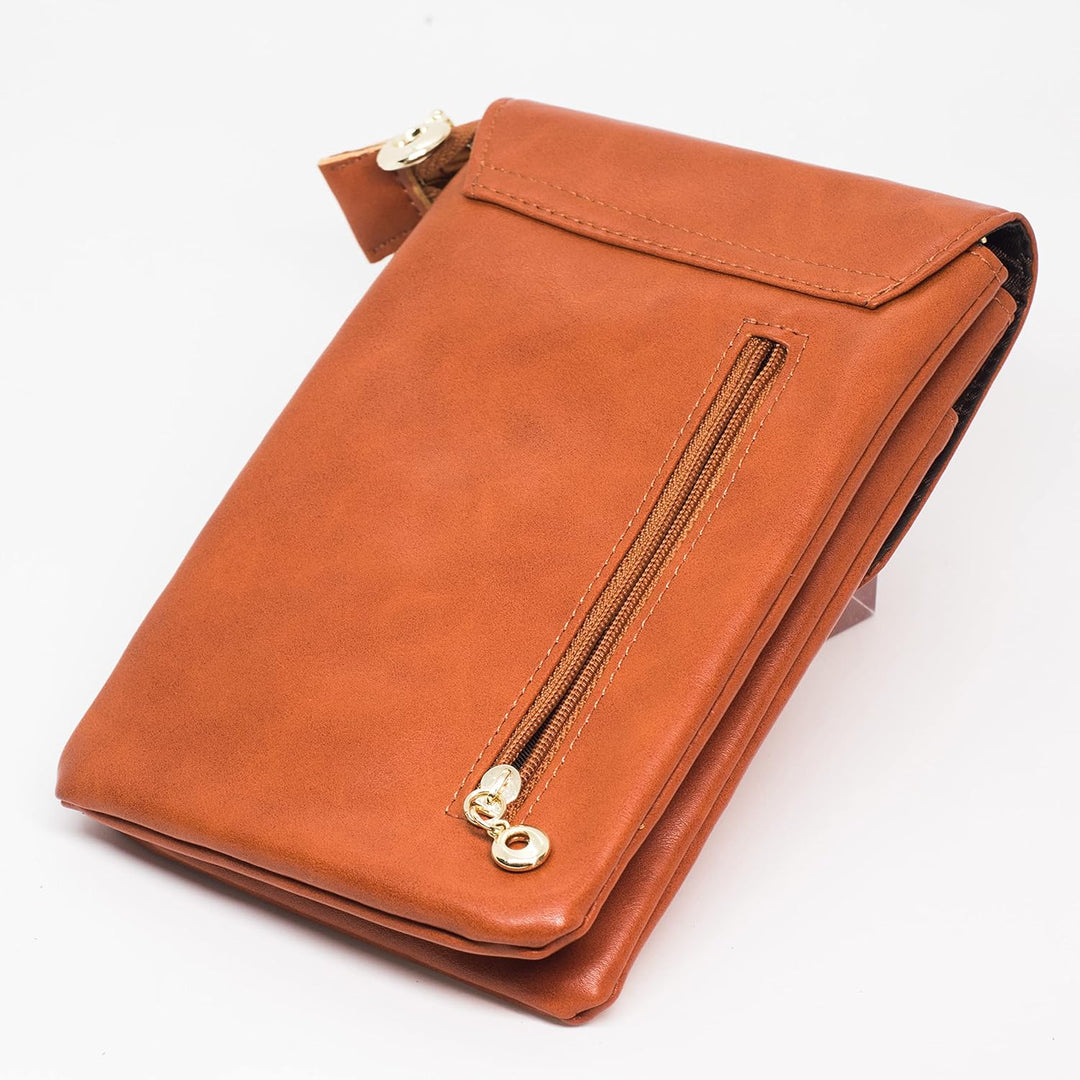 BAWAKO Damen Umhängetasche Leder, schicke Schultertasche mit Reissverschluss Damen und Mädchen, trag