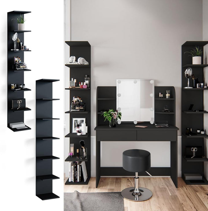 Vicco Wandregal Paolo, Schwarz, 30 x 190 cm 2er Set Schwarz 2er Set, Schwarz 2er Set