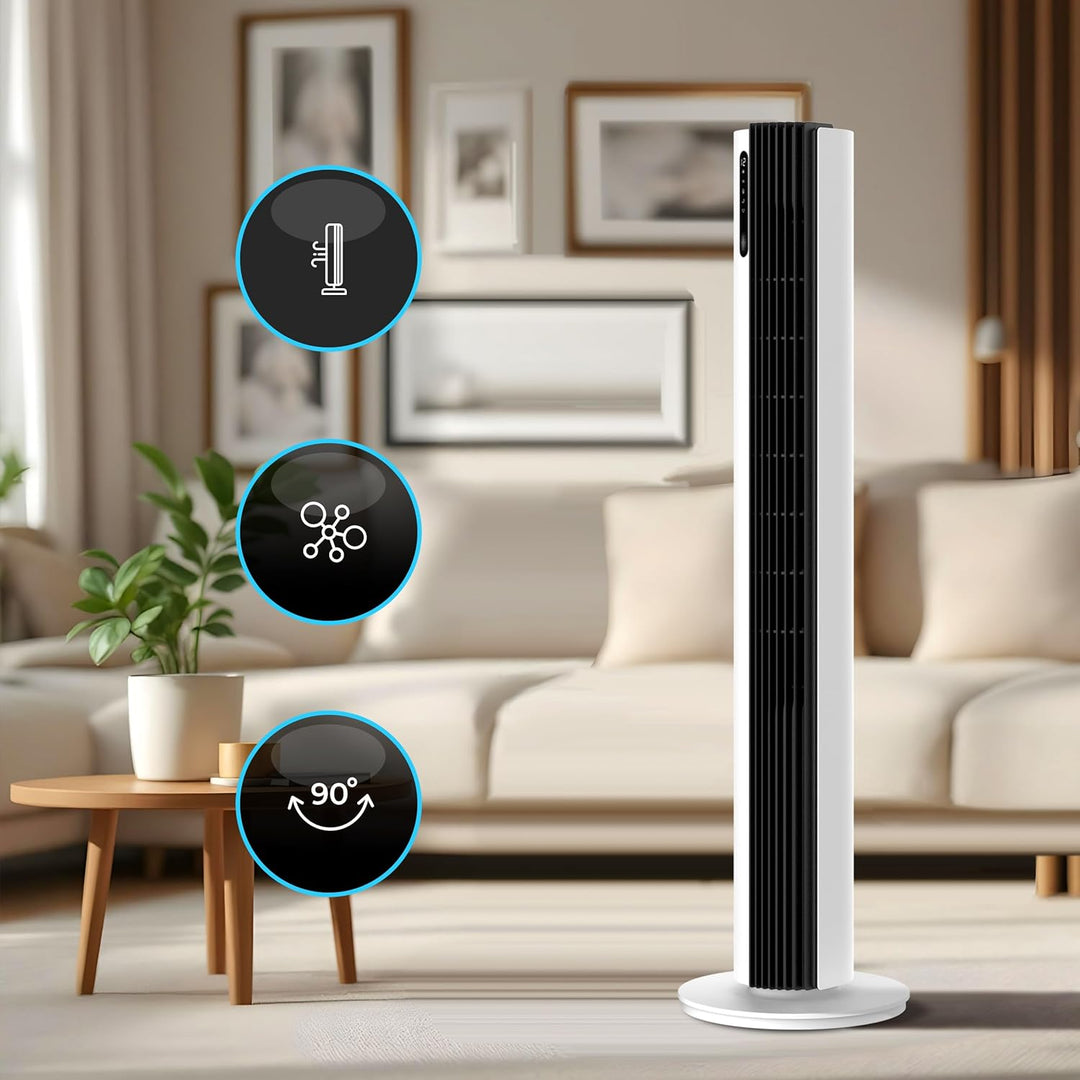 Turmventilator 110 cm Standventilator sehr leise Ventilator mit Fernbedienung Tower Fan 30W 12 Gesch