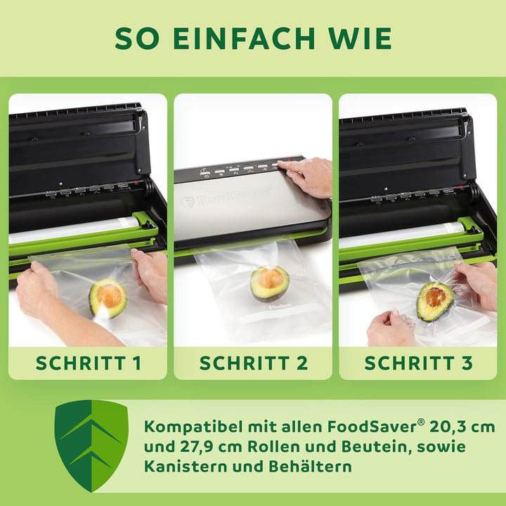 Foodsaver Vakuumiergerät für Lebensmittel mit integrierter Rollenaufbewahrung | Vakuumierer mit Schn