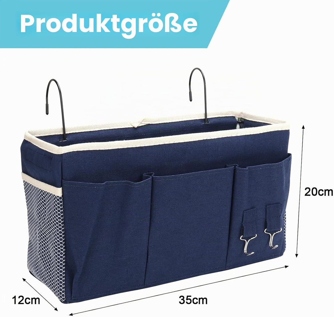 2 Pack Nachttisch-Hängeaufbewahrung Hängeorganizer mit 3 Fächern, Bett Organizer zum Einhängen, Häng