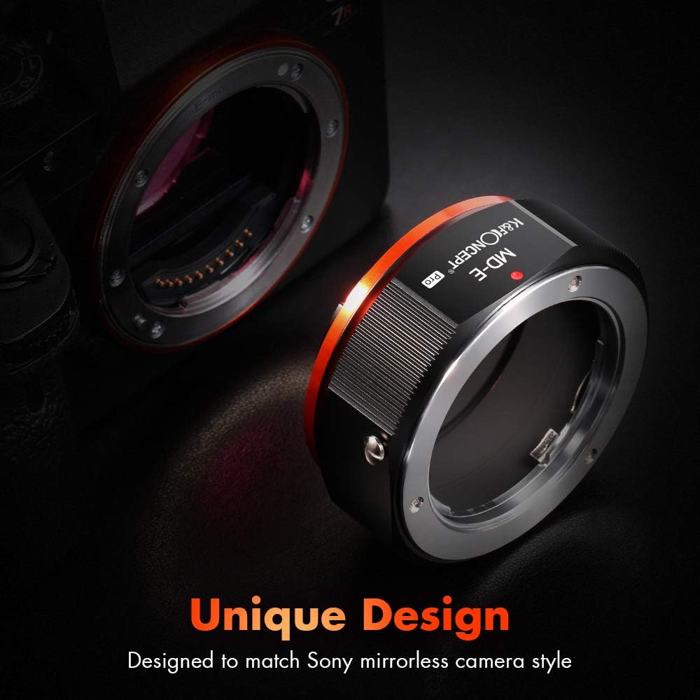 K&F Concept M15105 MD-NEX Hochpräziser Kupfer-Bajonett Objektivadapter, für MD Objektiv auf Sony NEX