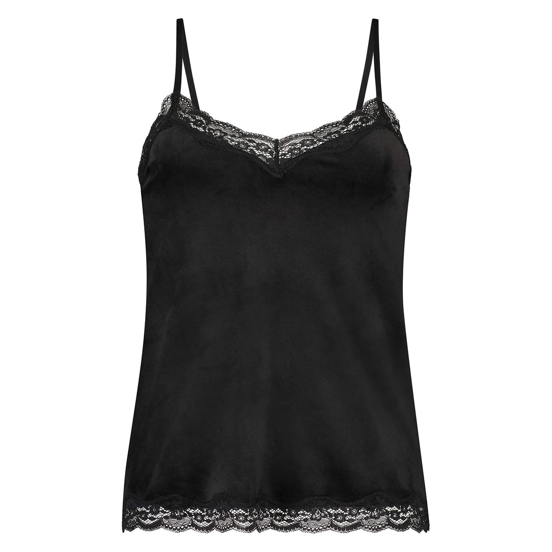 Hunkemöller Cami Top Velours Lace L Schwarz, L Schwarz