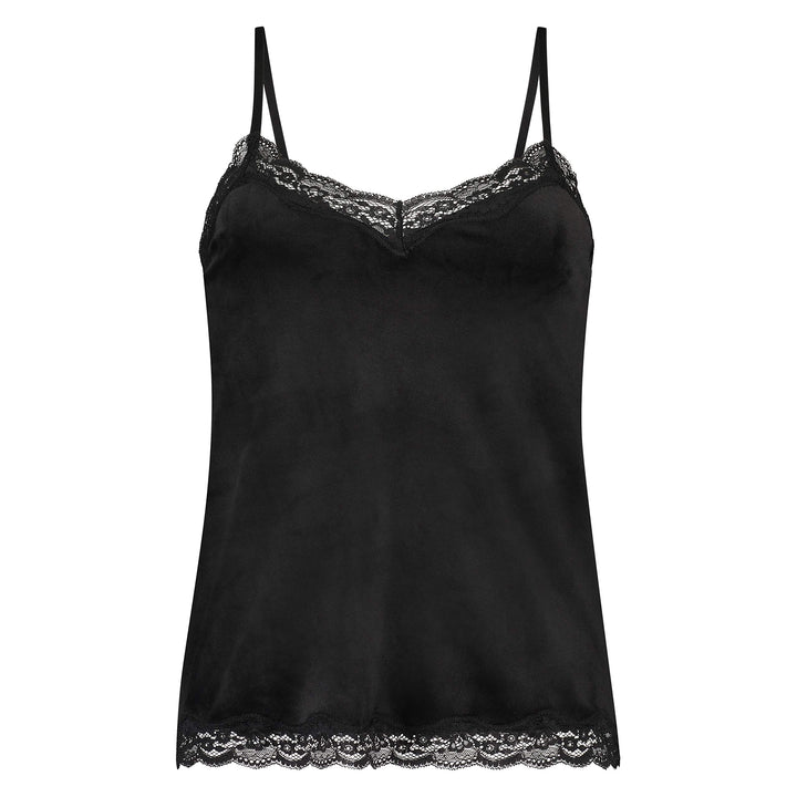 Hunkemöller Cami Top Velours Lace L Schwarz, L Schwarz