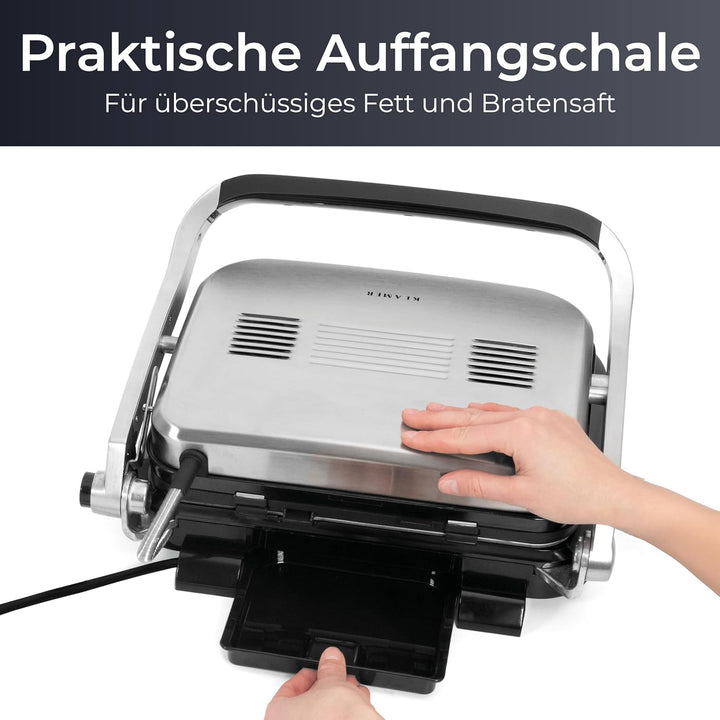 KLAMER Kontaktgrill, 7 Automatikprogramme, abnehmbare Platten, Antihaftbeschichtung, 2100W starker P