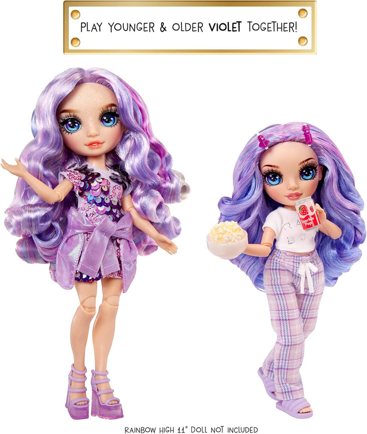 Rainbow High Junior High PJ Party - Violet (Lila) - 22 cm Puppe mit weichem Einteiler, Hausschuhen u