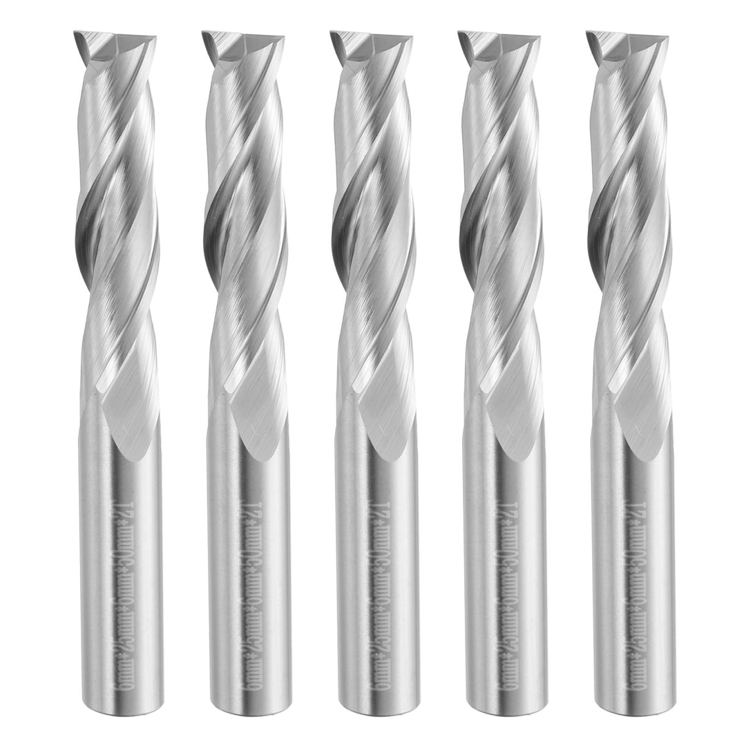 QUARKZMAN 5 Stück Schaftfräser 6mm, Wolframstahl Spiralnutfräser, 2 Flöte CNC Fräser, Silberbeschich
