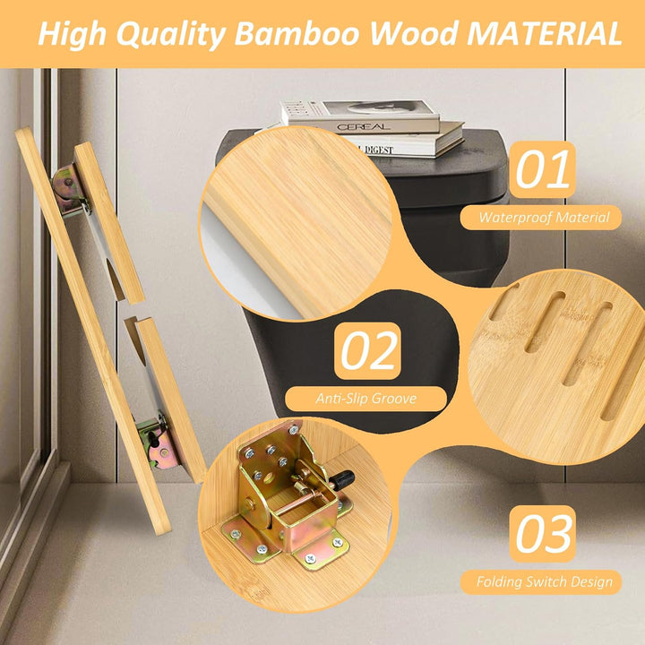 LUOJINYI Bambus Toilettenhocker, Klappbar Badhocker, Gesunder und Tragbarer Klohocker, Ergonomischer