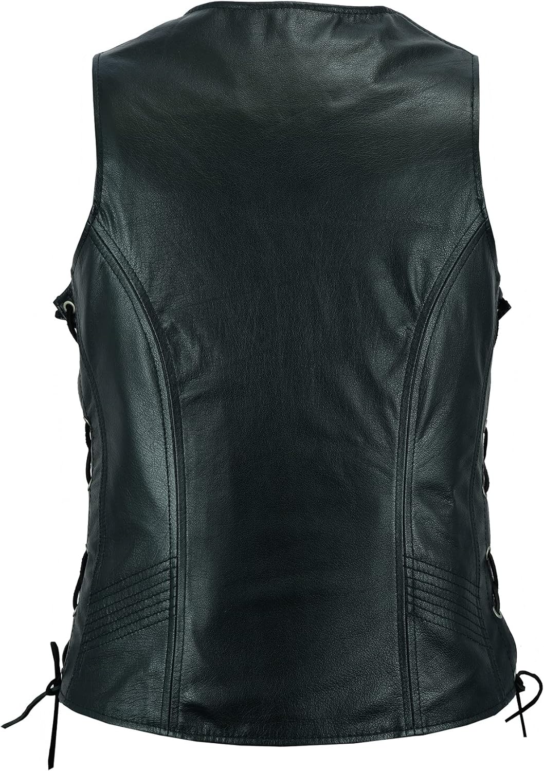Leatherick Damen Lederweste der echte spitzenkorn-büffel Leder ärmellose jacke / weste schwarz M Sch