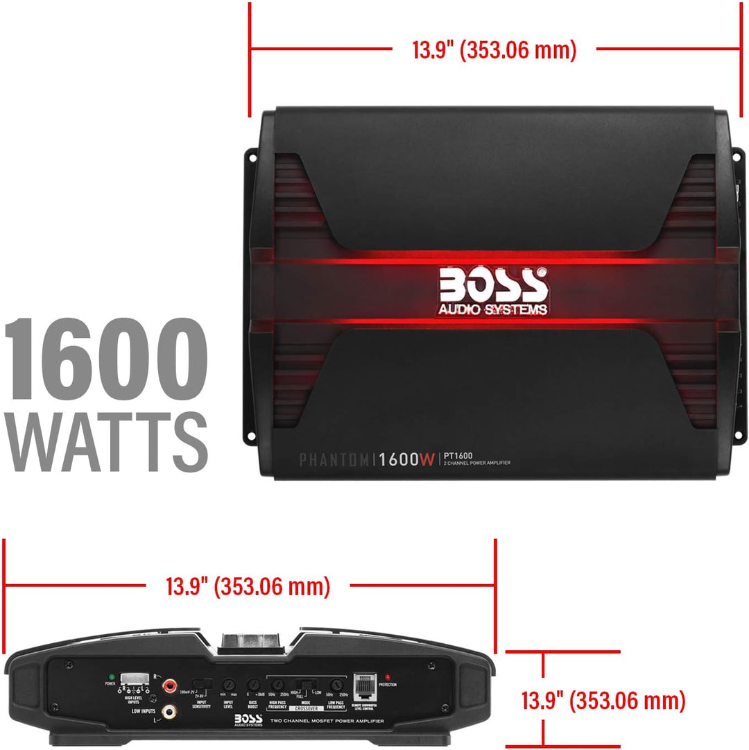 Boss Audio PT1600 Phantom 1600 W 2 Kanal, Klasse A/B-Verstärker