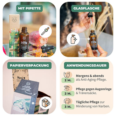 Bionoble Kaktusfeigenkernöl Bio 30ml - 100% Rein, Natürlich, Kaltgepresst - Gesicht, Körper, Haare,