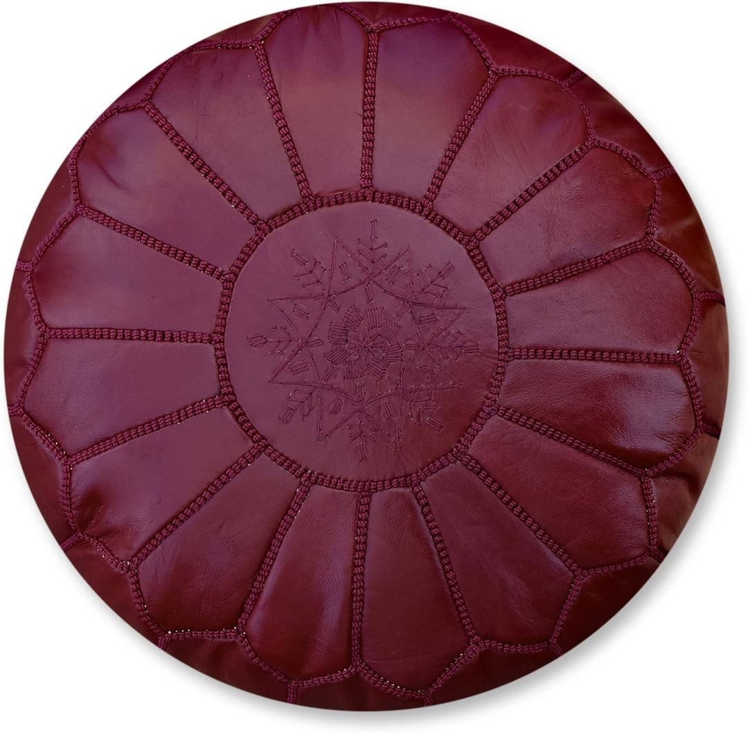 Poufs&Pillows Marokkanischer Echtleder Pouf - Handgefertigt - Gefüllt Geliefert - Ottoman, Sitzsack,