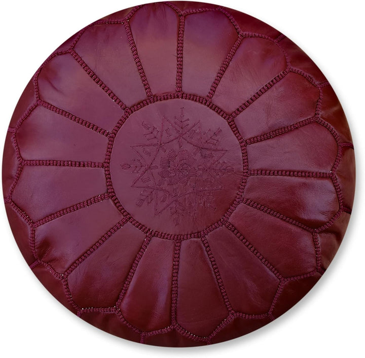 Poufs&Pillows Marokkanischer Echtleder Pouf - Handgefertigt - Gefüllt Geliefert - Ottoman, Sitzsack,