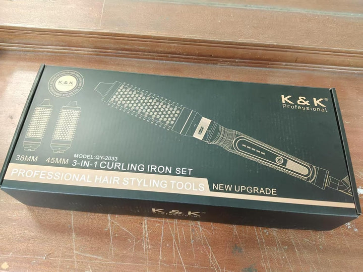K&K Pro Thermobürsten-Set, Negativ-Ionen-Thermo-Rundbürste, Dual-Voltage-beheizter Rundbürsten-Style