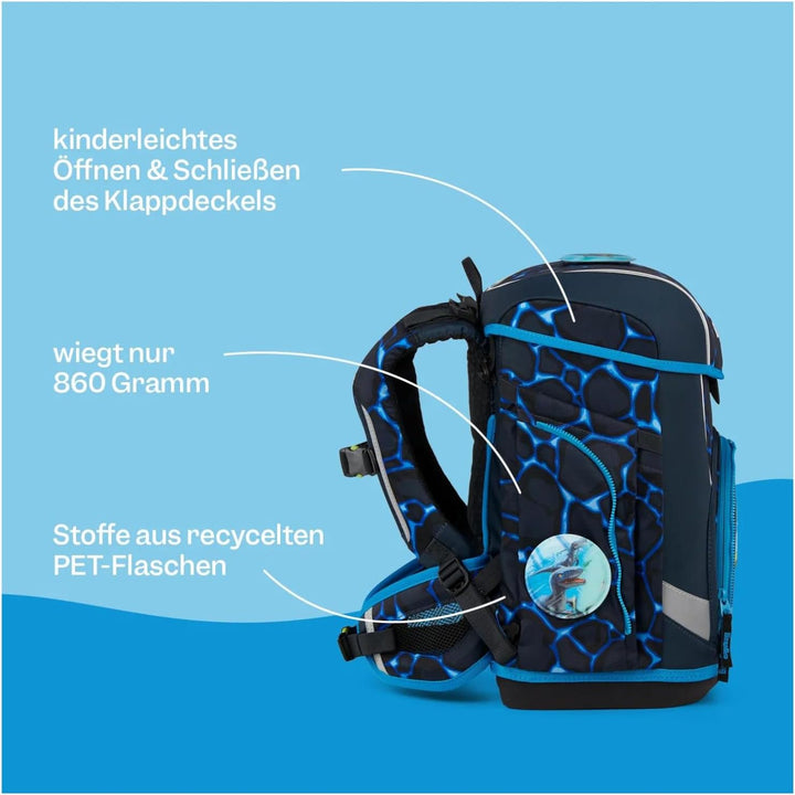 ergobag cubo Light Set ergonomischer Schulranzen, extra leicht, Set 5-teilig, 860 g Ambärzonas - Lil