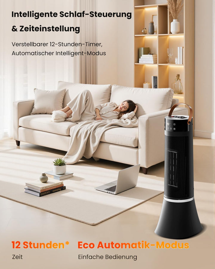 Heizlüfter Energiesparend, 2000W Klein Heizung Elektrisch mit Fernbedienung, Thermostat, 12h Timer,