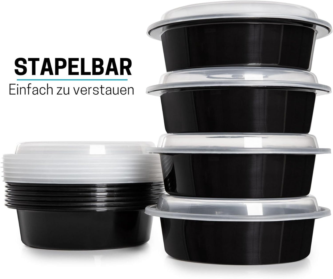 Igluu Runde Meal Prep Boxen mit Deckel (20er-Pack) – wiederverwendbar, mikrowellen-, gefrier-, spülm